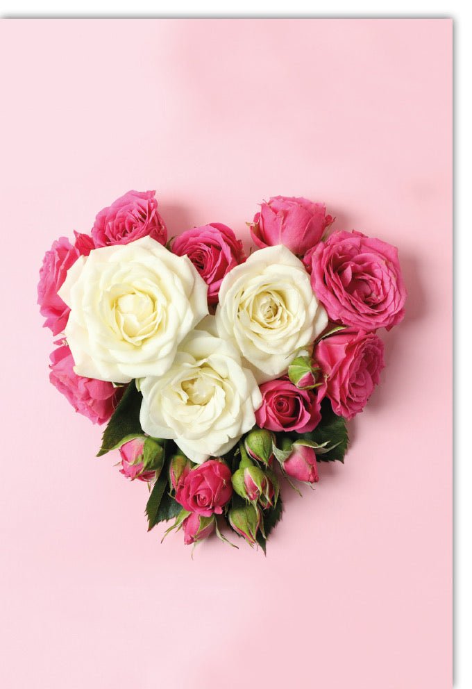 Geburtstags - & Liebes - Doppelkarte - Rosenherz Design, Blumenkarte für Muttertag, Valentinstag & Hochzeit, Blanko Gruß mit Naturmotiv, Frühlings - /Sommerglückwünsche