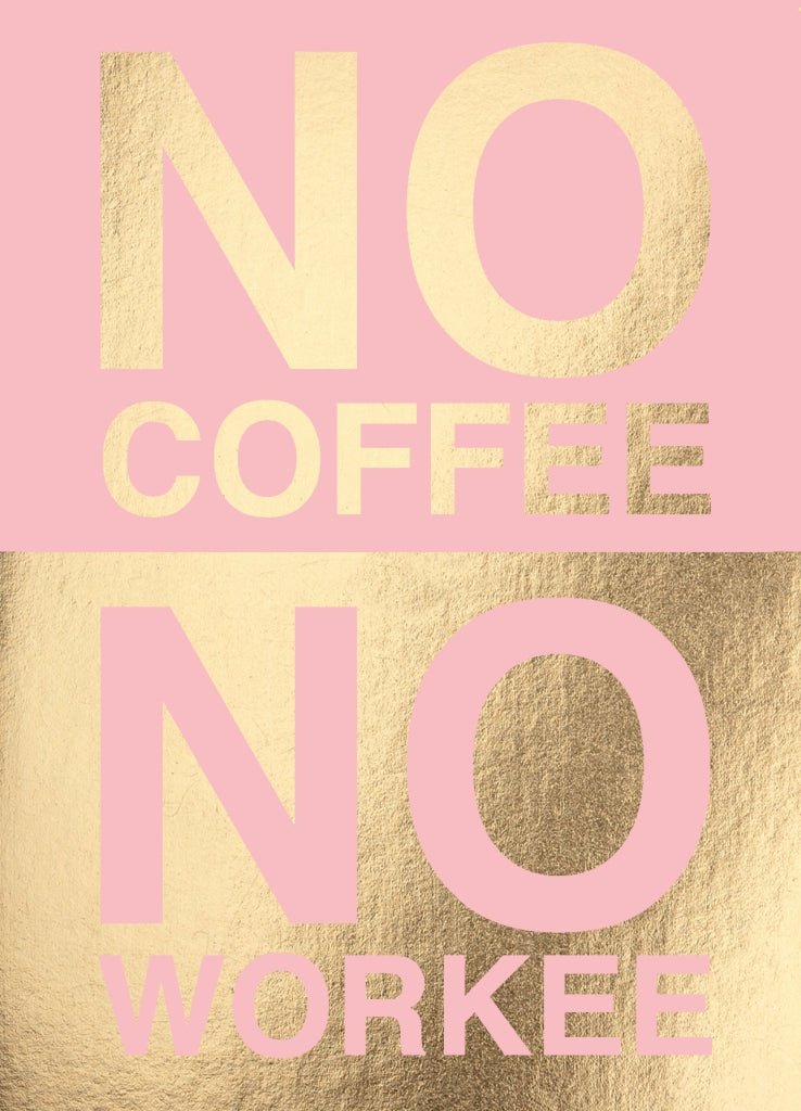 Geburtstags - Postkarte mit Kaffee - Motivationsspruch - Lustige Typografie in Pink & Gold, Ideal für Büro & Lifestyle Deko, Witziges Geschenk