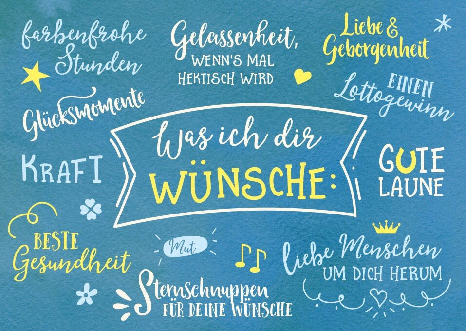 Geburtstags - Postkarte mit Lebensweisheit - Farbenfrohe Karte voller Glück, Kraft und Liebe - Geschenk der Hoffnung, Freundschaft & Freude