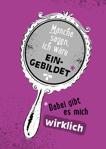 Geburtstags - Postkarte mit Spruch - Humorvolle Selbstironie, Spiegel der Realität, Witzig & Eingebildet in Lila