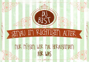 Geburtstags - Postkarte mit Witz: "Alter ist nur eine Zahl" - Humorvolle Sprüche, Retro Vintage Design in Grün, Lustige Textbotschaft für Freundschaft & Deko, Unisex Geschenkidee