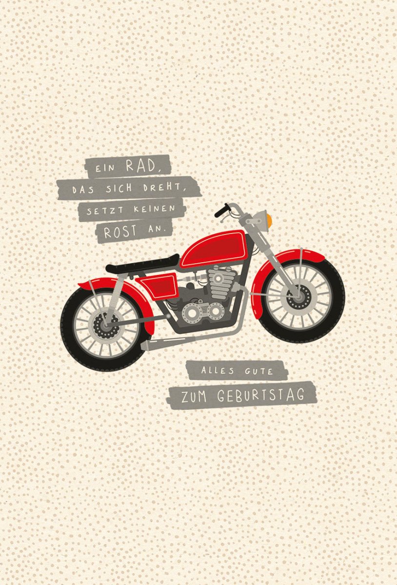 Geburtstags - Postkarte Motorrad Vintage Design – Stilvolle Glückwunschkarte auf Kraftpapier, Retro & Umweltfreundlich