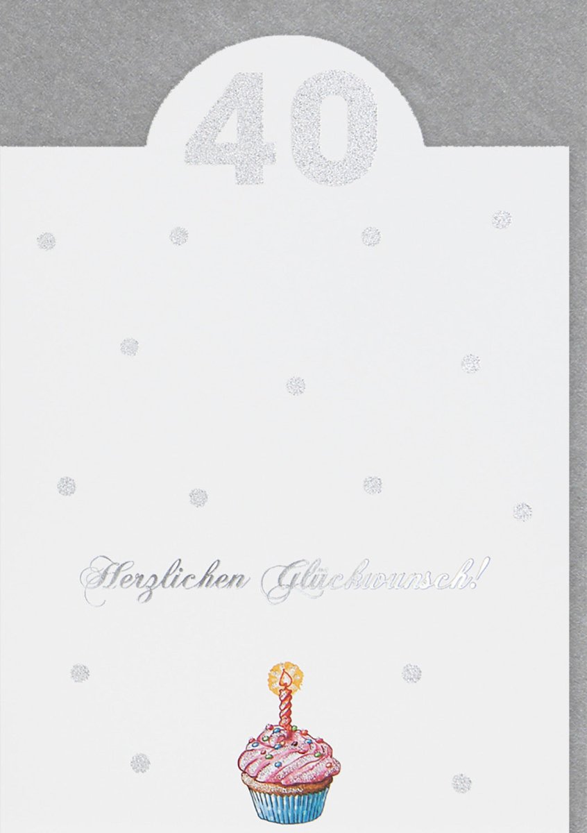 Geburtstagskarte 40. Jubiläum - Premium Glitzer Aufsteller, Elegante Glückwunsch Dekoration zur Feier