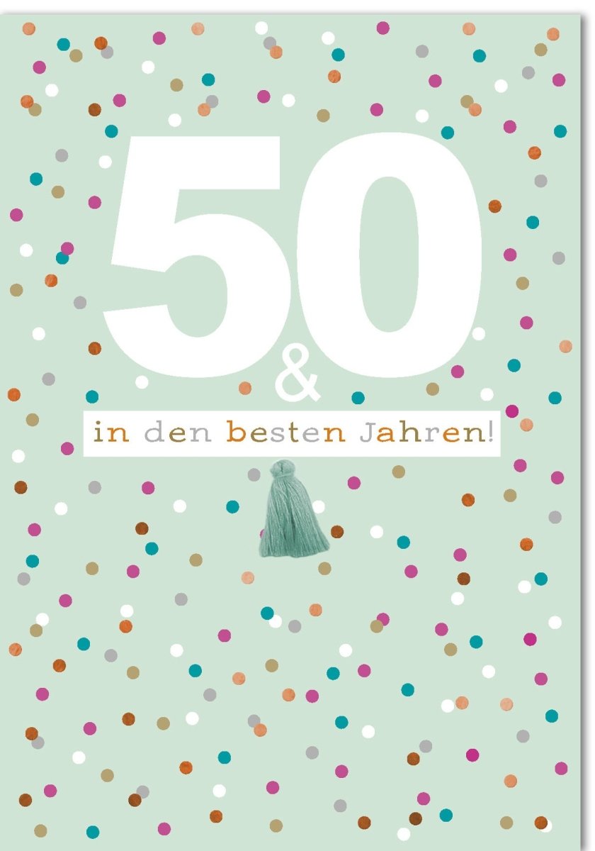 Geburtstagskarte 50. Geburtstag A4 Maxi XXL - Bunte Punkte Jubiläum Feier Dekoration - Farbenfrohe Glückwünsche für Festlichkeiten, Großformatige Geschenkidee Rund ums Jahr