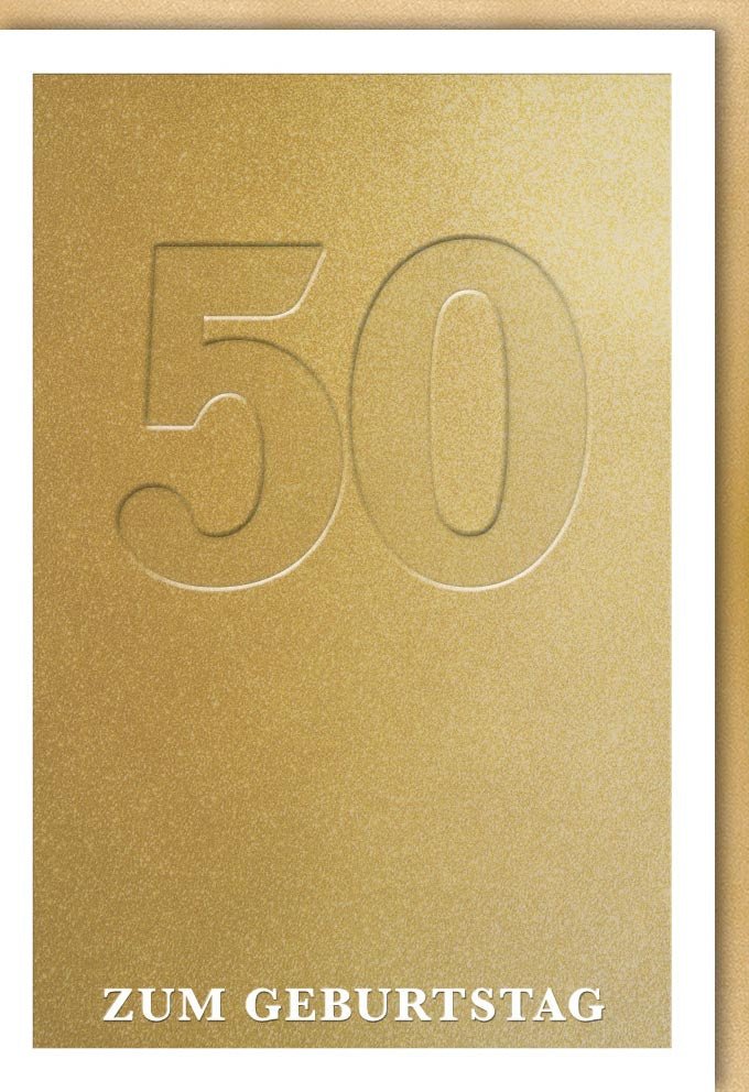 Geburtstagskarte 50. Geburtstag - Elegante Goldene Jubiläumskarte, Edles Design für Geschäftliche & Private Feiern, Stilvolle Glückwunschkarte, Modern & Hochwertig