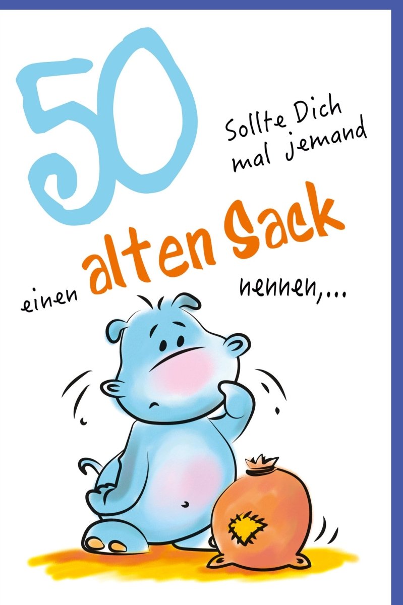 Geburtstagskarte 50 Jahre - Lustige Skorpion Cartoon Doppelkarte, Humorvolle "Alter Sack" Karikatur, Witzige Jubiläums - Gratulationskarte