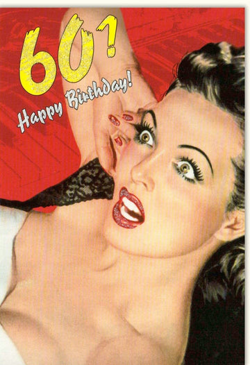 Geburtstagskarte 60. Jubiläum: Vintage Pin - up Design mit Glitzerlack, Retro Gratulationskarte zum Sechzigsten