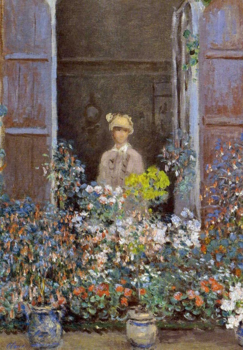 Geburtstagskarte Claude Monet "Camille am Fenster" - Blumen & Impressionismus, Vintage Kunst - Gemälde Blankopostkarte für Kunstliebhaber, Sammler & Dekor, Elegant