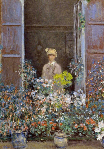Geburtstagskarte Claude Monet "Camille am Fenster" - Blumen & Impressionismus, Vintage Kunst - Gemälde Blankopostkarte für Kunstliebhaber, Sammler & Dekor, Elegant