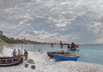 Geburtstagskarte Claude Monet Kunstkarte "Strand von Sainte - Adresse" - Blankopostkarte im Impressionismus - Stil mit Segelbooten, Himmel und Meer - Vintage Dekoration & Geschenk für Kunstliebhaber, Museum - Qualität Reprografie
