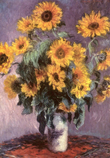 Geburtstagskarte - Claude Monet Sonnenblumen Stillleben 1880, Blanko Postkarte, Kunst Gemälde Kunstdruck, Vintage Dekoration, Geschenk für Kunstliebhaber, Farbenfrohes Bouquet Impressionismus Sammlerstück