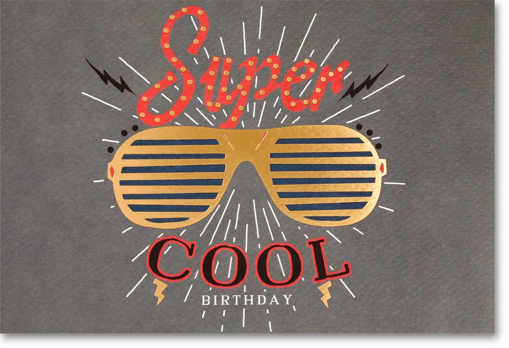 Geburtstagskarte - Coole Sonnenbrille & Spruch, Glückwunschkarte mit Gold & Schwarz Design, Hip und Stilvoll, Witzig & Spaßig