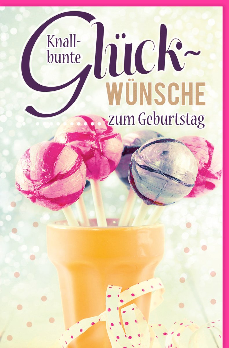 Geburtstagskarte Doppelkarte - Bunte Lollipops & Festliche Glückwünsche, Partygeschenk mit Frohsinn und Freude, Ideal für Gratulation & Celebration