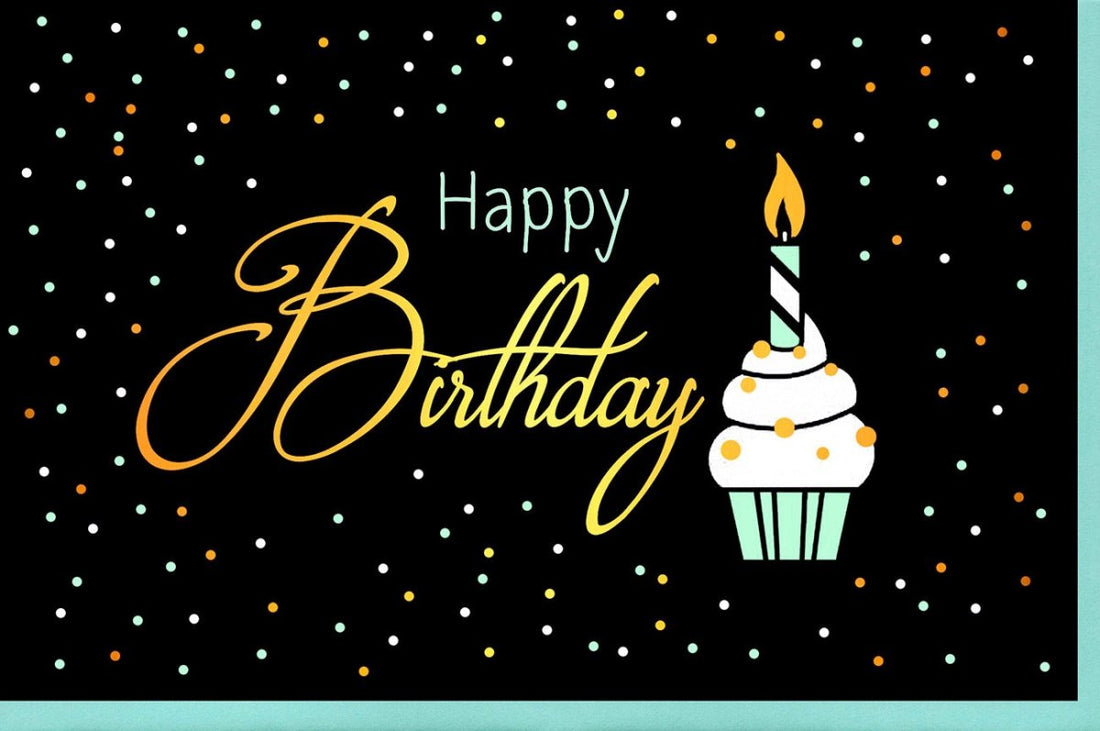 Geburtstagskarte Doppelkarte - Bunte Torte & Kerzen Design, Glückwunschkarte mit Konfetti, Feierlicher Geburtstagstext, Cupcake - Motiv für Festliche Gratulation & Party Celebration - "Happy Birthday"