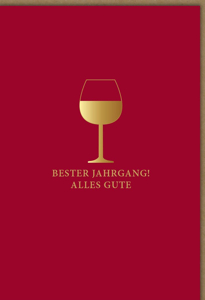 Geburtstagskarte Doppelkarte - Edle Glückwunschkarte in Weinrot mit Goldprägung, Jahrgangsthema für Erwachsene & Senioren, Stilvolle Geburtstagsglückwünsche, Ideal für Weinliebhaber