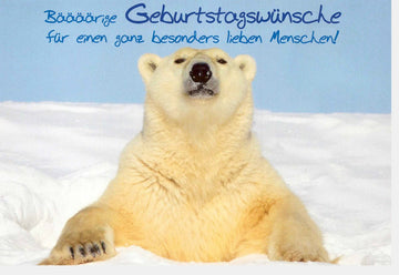 Geburtstagskarte Doppelkarte – Eisbär mit Bääääärigen Wünschen, Niedliches Tiermotiv für Besondere Menschen, Humorvolle Gratulation & Festlichkeit