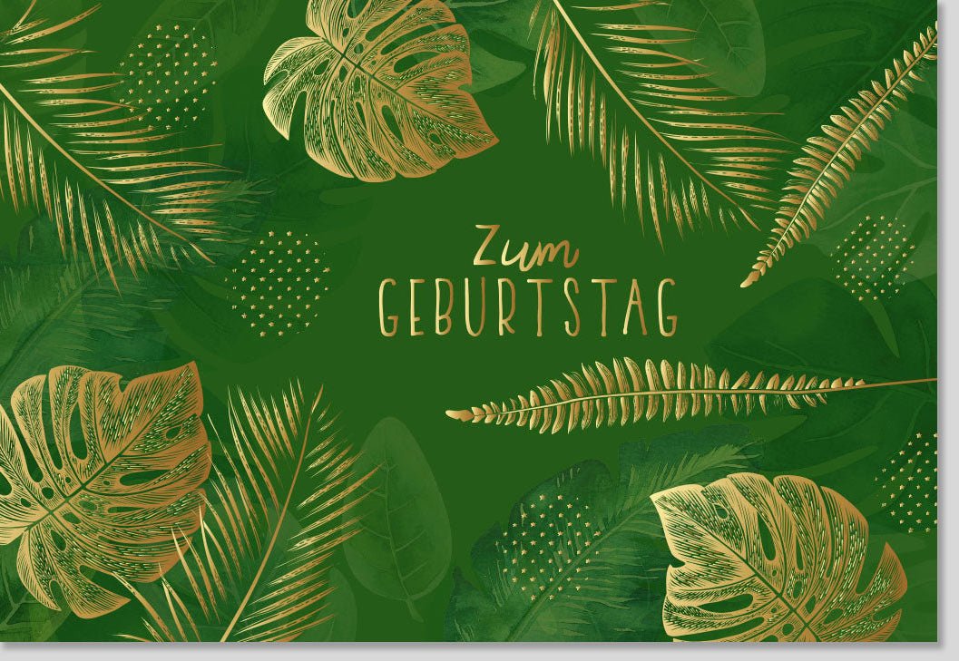 Geburtstagskarte Doppelkarte - Elegante Grüße mit Botanischem Pflanzenmuster, Stilvolle Typografie & Handgeschriebener Note, Umweltfreundliche Grußkarte für stilvolle Geburtstagsgrüße, Modernes Naturdesign