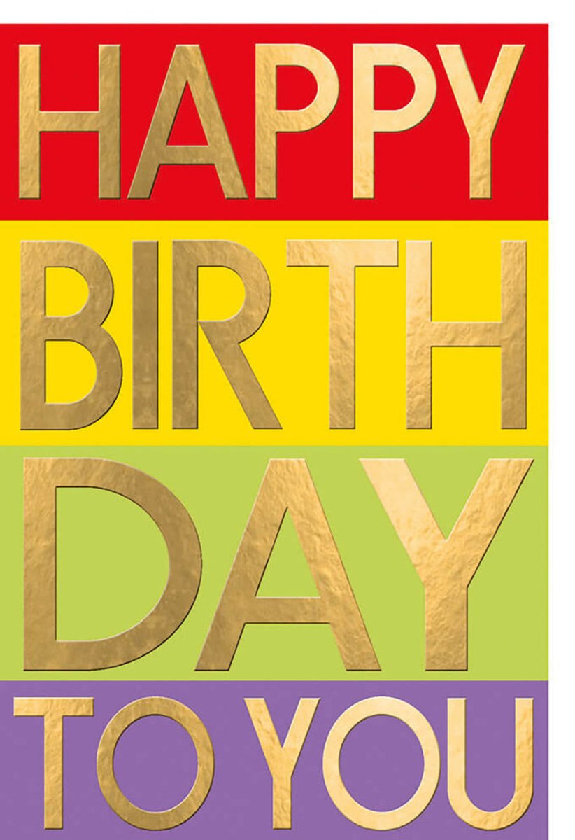 Geburtstagskarte Doppelkarte - Farbenfrohe Glückwunschkarte mit Goldenen Buchstaben, Bunte Feier Festlichkeits - Design, Hochwertige Gratulationskarte für Celebration und Jubiläum
