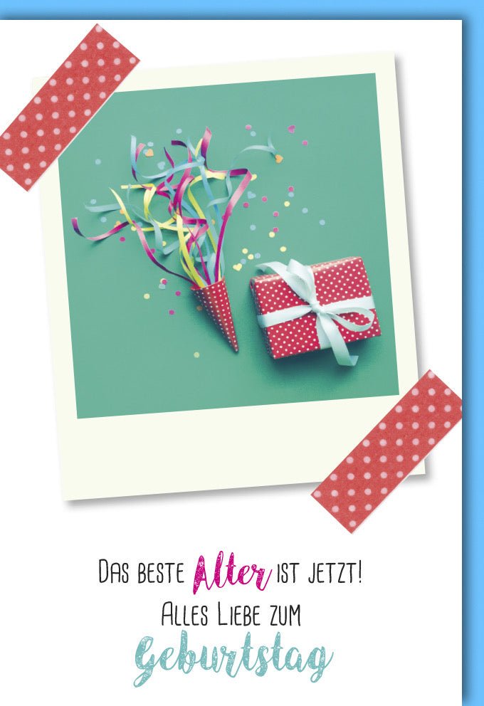 Geburtstagskarte Doppelkarte - Fröhliche Glückwunschkarte "Alles Liebe" mit buntem Konfetti - Design, Stilvolle Gratulationskarte für Jubiläum & Feierlichkeiten, Kreatives & Modernes Happy Birthday Geschenk
