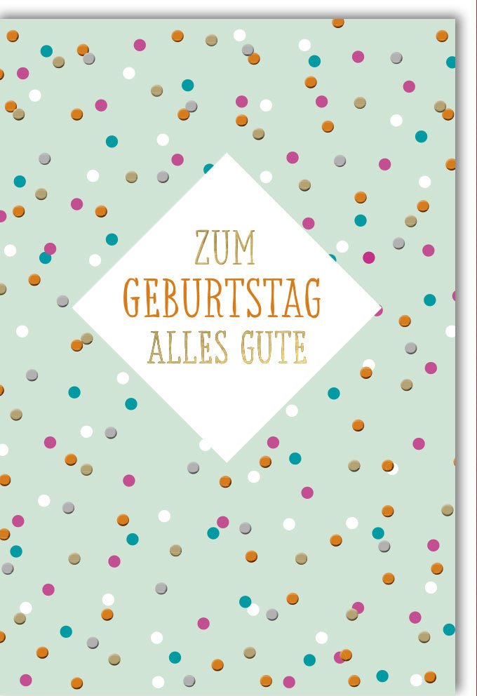 Geburtstagskarte Doppelkarte – Fröhliche Glückwunschkarte in Türkis mit Bunten Punkten, Modernes Papeterie Design, Stilvoller Geburtstagsgruß für Erwachsene und Jugendliche, "Alles Gute zum Geburtstag"