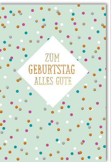 Geburtstagskarte Doppelkarte – Fröhliche Glückwunschkarte in Türkis mit Bunten Punkten, Modernes Papeterie Design, Stilvoller Geburtstagsgruß für Erwachsene und Jugendliche, "Alles Gute zum Geburtstag"