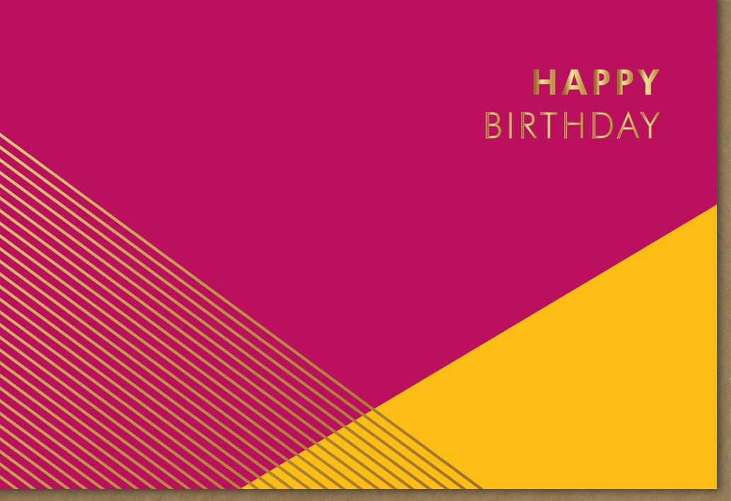 Geburtstagskarte Doppelkarte - Midoro Design Happy Birthday Glückwunschkarte mit Goldprägung, Edel & Hochwertig, Rot Gelb, Stilvoll & Modern für Erwachsene, Premium Feinkarton Luxus Grußkarte