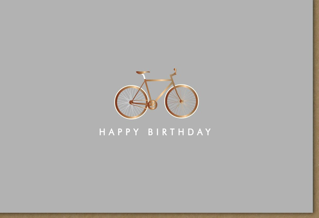 Geburtstagskarte Doppelkarte - Midoro Vintage Fahrrad Design, Retro Happy Birthday Glückwunschkarte, Stilvolle Jubiläumsfeier Grußkarte für Fahrradliebhaber, Elegante Papeterie in Beige & Gold, Ideal als Geschenkidee für Erwachsene, Männer & Frauen