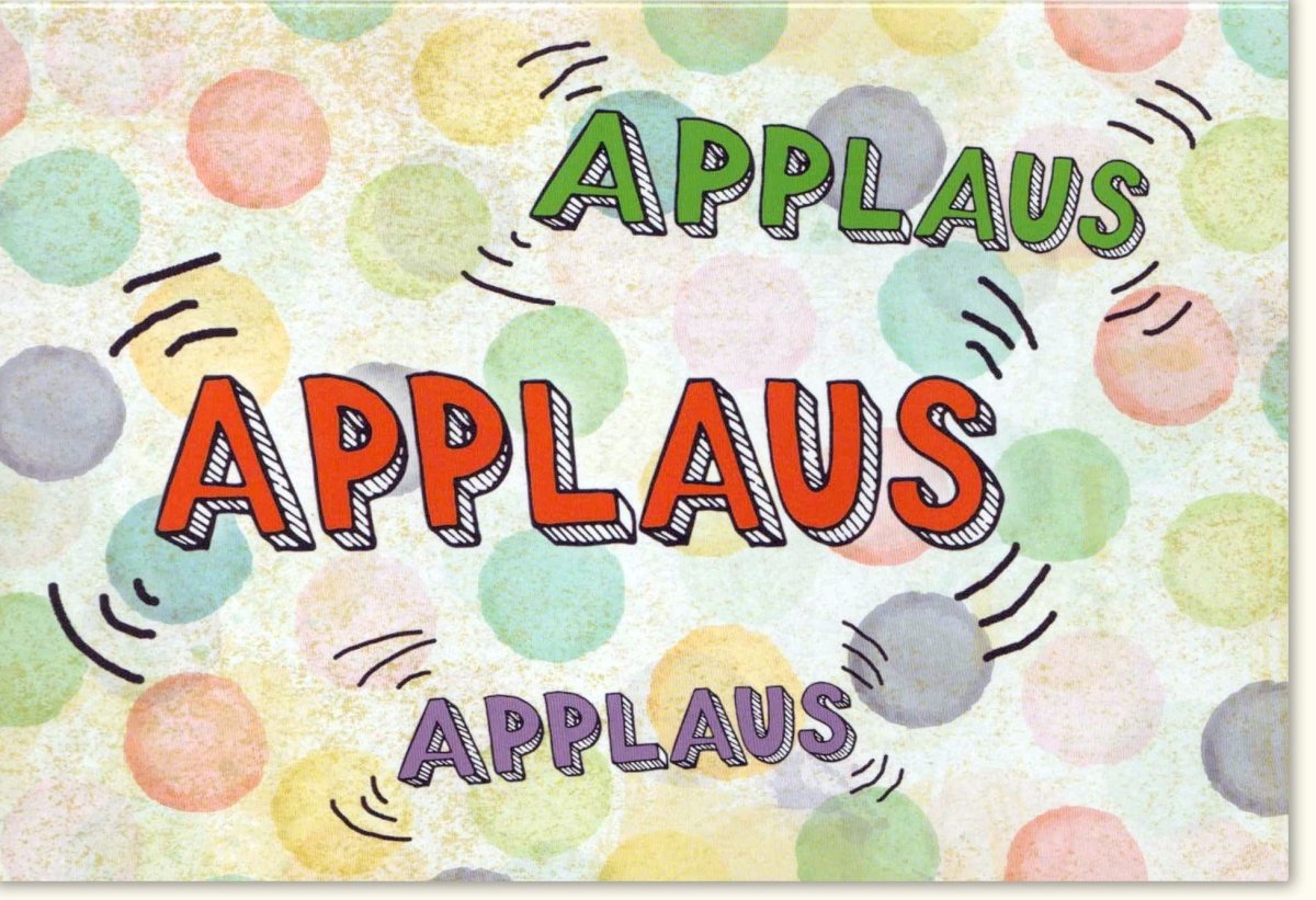 Geburtstagskarte Doppelkarte mit Applaus - Motiv - Retro Bunte Punkte Design, Festliche Vintage Glückwunschkarte für Feier & Gratulation, Jubelndes Geburtstagsglückwünsche zum Feiern