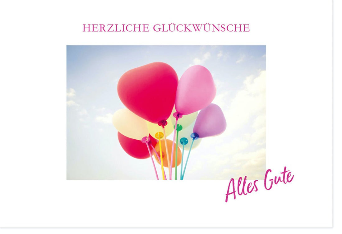Geburtstagskarte Doppelkarte mit Ballons – Herzliche Glückwünsche & Alles Gute, Farbenfrohe Gratulationskarte für Jubiläum und Feierlichkeiten, Festlicher Geburtstagsgruß für Jedes Alter