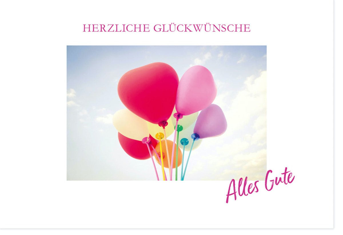Geburtstagskarte Doppelkarte mit Ballons – Herzliche Glückwünsche & Alles Gute, Farbenfrohe Gratulationskarte für Jubiläum und Feierlichkeiten, Festlicher Geburtstagsgruß für Jedes Alter