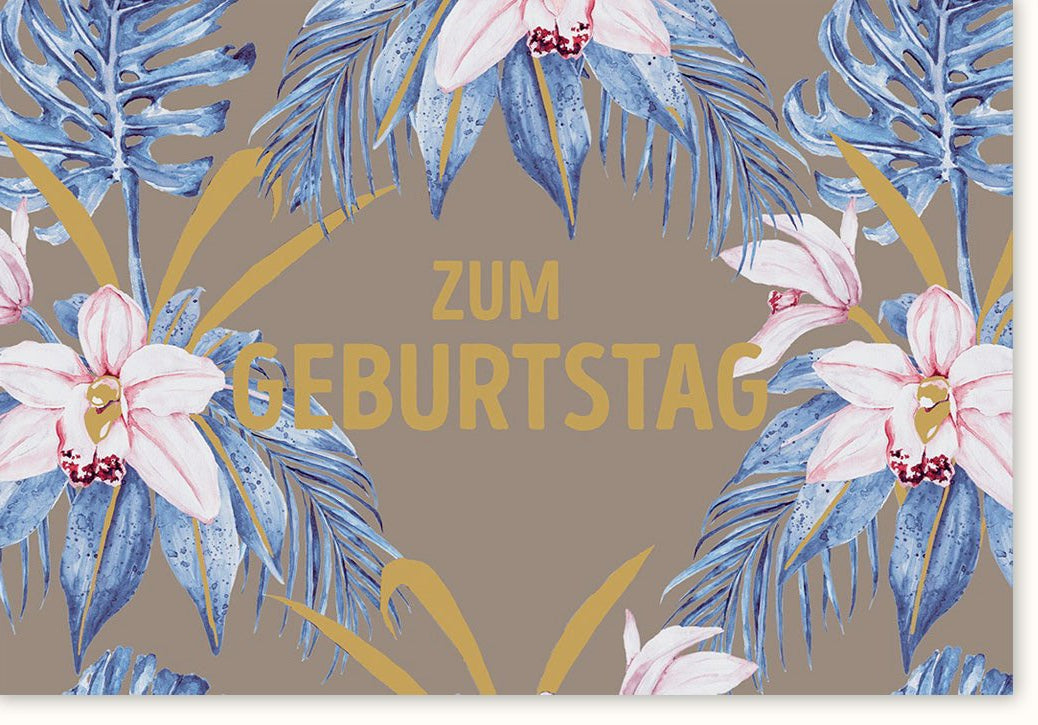 Geburtstagskarte Doppelkarte mit Blumenmuster - Elegante Glückwunschkarte, Stilvolle Floral Grußkarte für Feier, Geburtstagsgruß & Jubiläum, Zierende Gratulationskarte mit Wünschen zur Festlichkeit