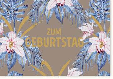 Geburtstagskarte Doppelkarte mit Blumenmuster - Elegante Glückwunschkarte, Stilvolle Floral Grußkarte für Feier, Geburtstagsgruß & Jubiläum, Zierende Gratulationskarte mit Wünschen zur Festlichkeit