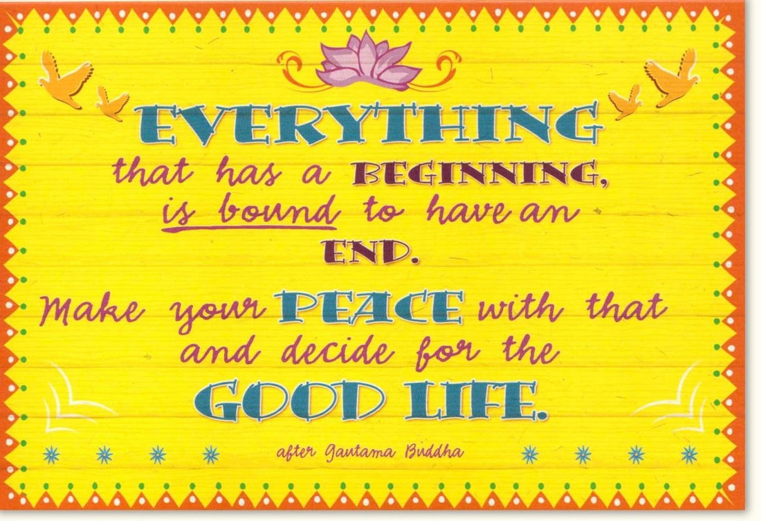 Geburtstagskarte Doppelkarte mit Buddha Zitat - Inspirierende Lebensweisheit für Neuanfang & Abschied, Farbenfrohe Grußkarte mit Motivationsspruch, Dekoratives Geschenk zur Motivation, Good Life Glückwunsch