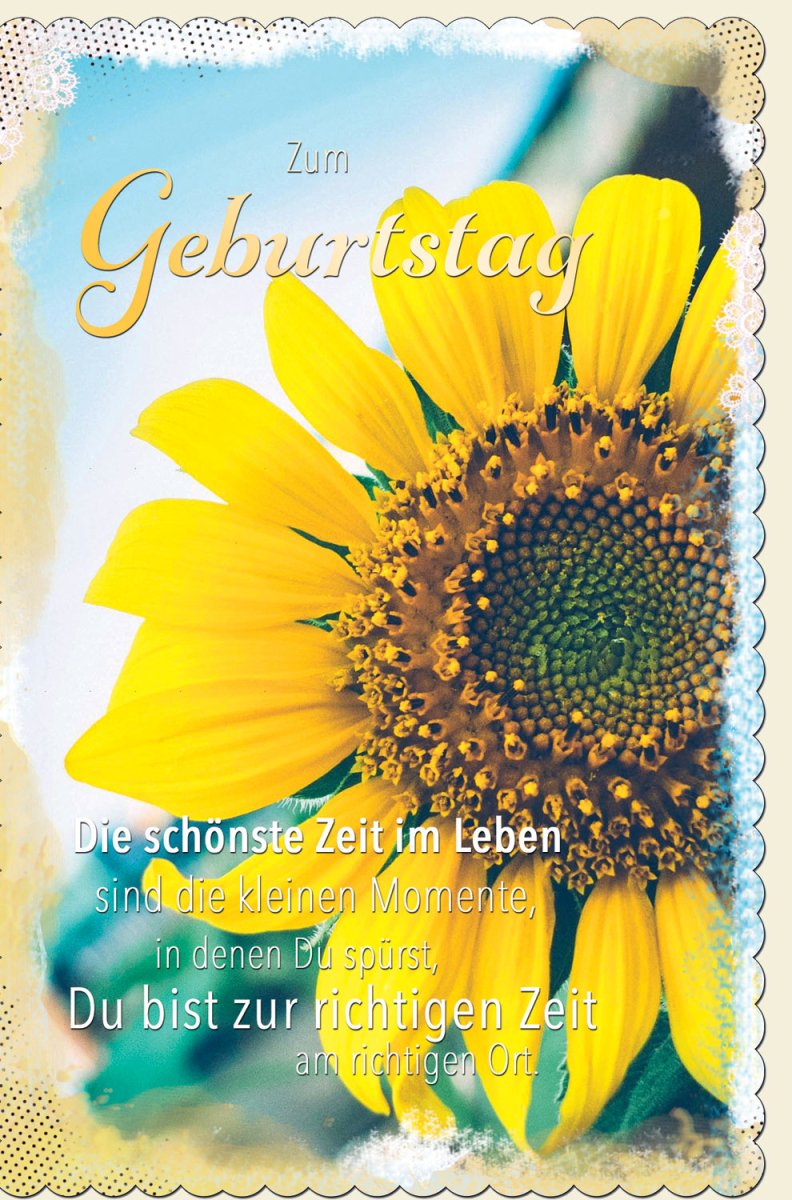 Geburtstagskarte Doppelkarte mit Sonnenblumen - Design – Fröhliche Gelbe Blumengrußkarte, Glückwunschkarte zum Geburtstag, Text für Gratulation und Feierlichkeiten, Farbenfrohe Naturmotiv Blüte, Sommerliche Wünsche und Freude, Celebration Greeting Card