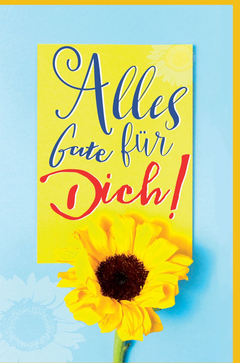 Geburtstagskarte Doppelkarte mit Sonnenblumen - Design - Glückwunschkarte mit Blumengruß, Gelb & Blau, Eleganter Schriftzug für Feiern und Anlässe, Hochwertige Gratulationskarte