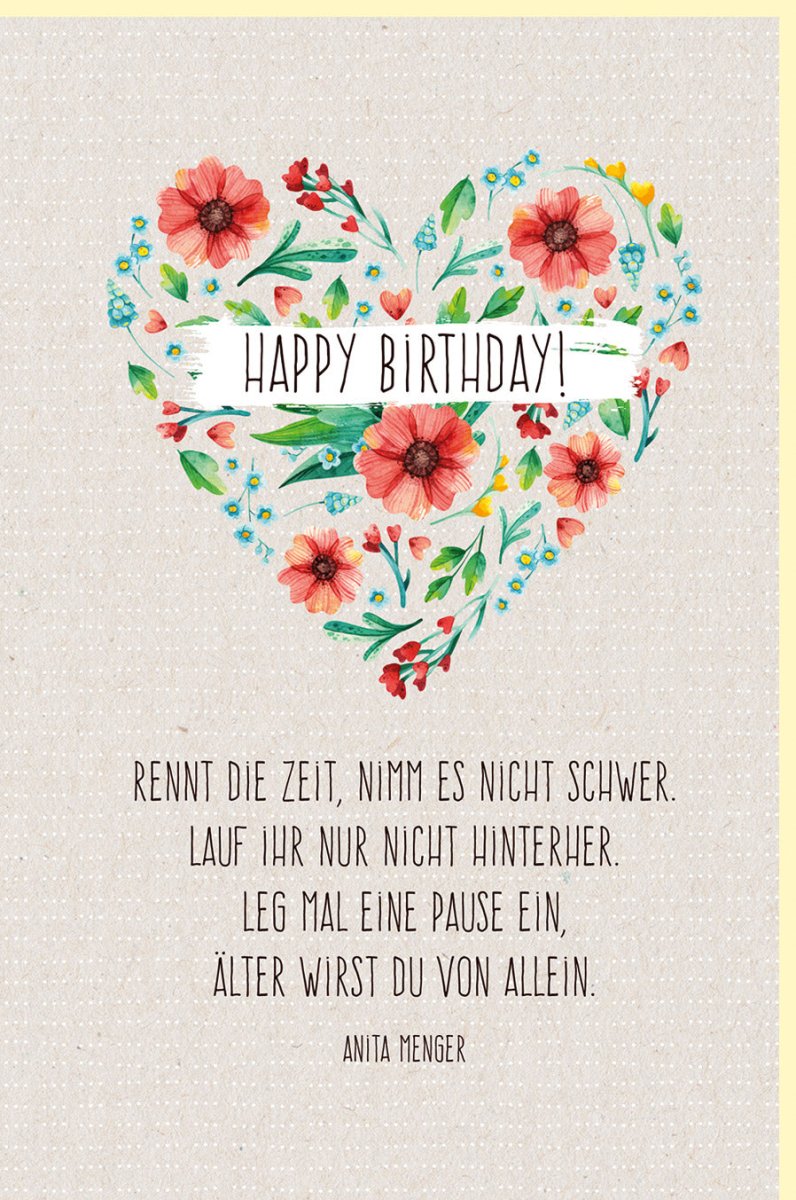 Geburtstagskarte Doppelkarte mit Spruch - Happy Birthday Blumen & Herz Design, Humorvolle Glückwunschkarte für Erwachsene Frauen, Rot Grün Weiß, Handschriftlicher Text, Feier & Jubiläum, Freude & Gratulation