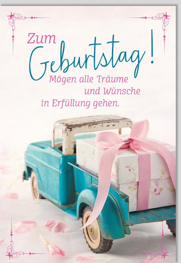 Geburtstagskarte Doppelkarte mit Spruch - Vintage Glückwunschkarte für Träume und Wünsche zur Erfüllung, Elegantes Dekoratives Band, Ideal als Geschenk & Geburtstagsgruß