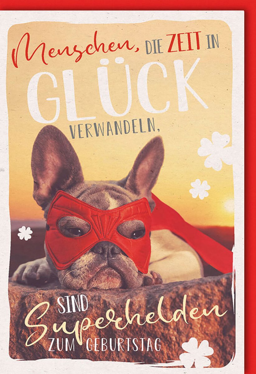 Geburtstagskarte Doppelkarte - Vintage Superheld Hund Design | Witzige Glückwunschkarte mit Humor | Lustige Retro Geburtstagsglückwünsche für Zeit und Glück | Originelle Gratulationskarte zur Feier & Celebration