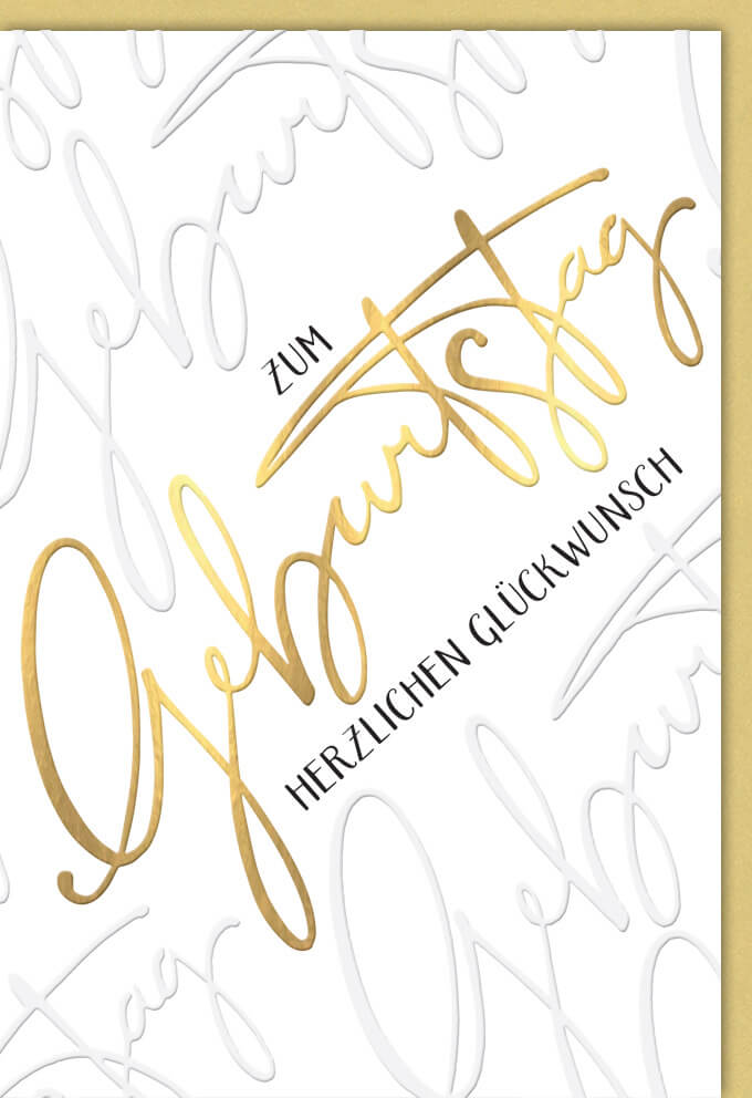 Geburtstagskarte Elegant mit Schreibschrift und Gold Akzenten - Festliche Glückwunschkarte für Jubiläum und Feier, Edle Gratulationskarte