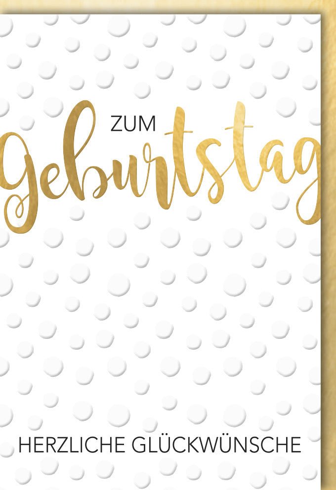 Geburtstagskarte - Elegante Doppelkarte in Weiß mit Goldpunkten, Schlichtes Design, Herzliche Glückwünsche