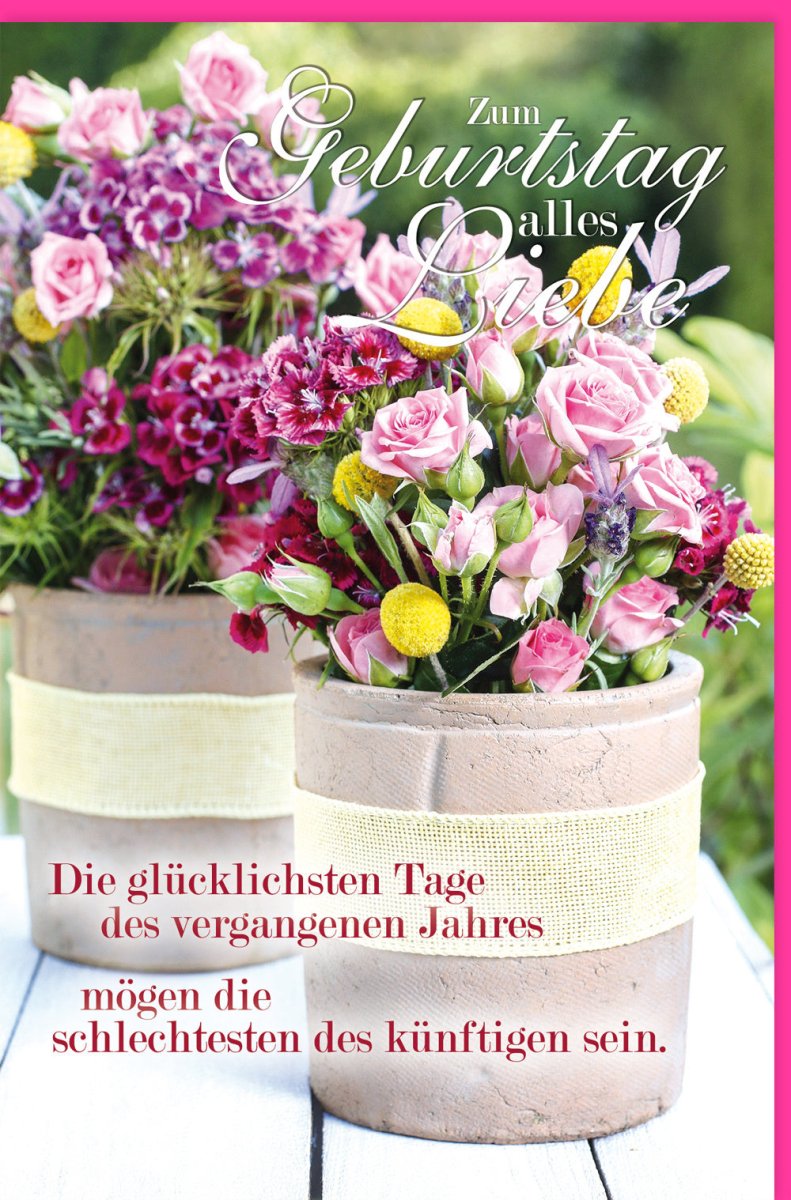 Geburtstagskarte - Elegante Doppelkarte mit Blumenstrauß Design, Liebevolle Glückwünsche & Stilvoller Geburtstagsgruß für Jubiläum und Feiern