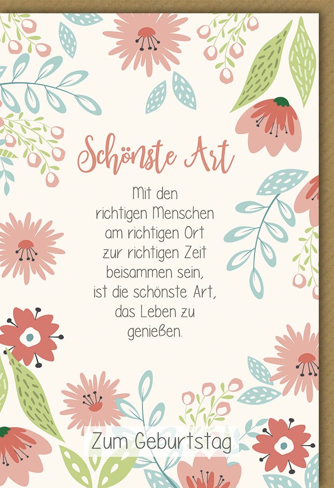 Geburtstagskarte für besondere Menschen - Liebevoller Spruch & Blumenmuster in Pastell, Herzliche Glückwünsche, Zeit zum Genießen - Ideal für Frauen, Freunde & Familie, Beige & Rosa Feierkarte