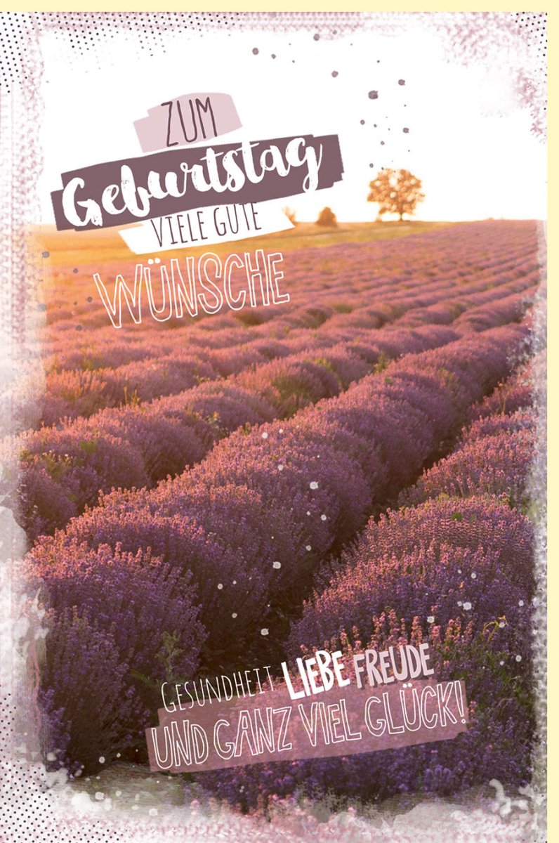 Geburtstagskarte für Erwachsene Frauen: Handgeschriebener Schriftzug, Glückwünsche im Lavendelfeld - Design, Lila Blumenfeld - Motiv, Natur & Ruhe für Entspannung und Freude, Ideales Geschenk zum Jubiläum oder Festlichkeit