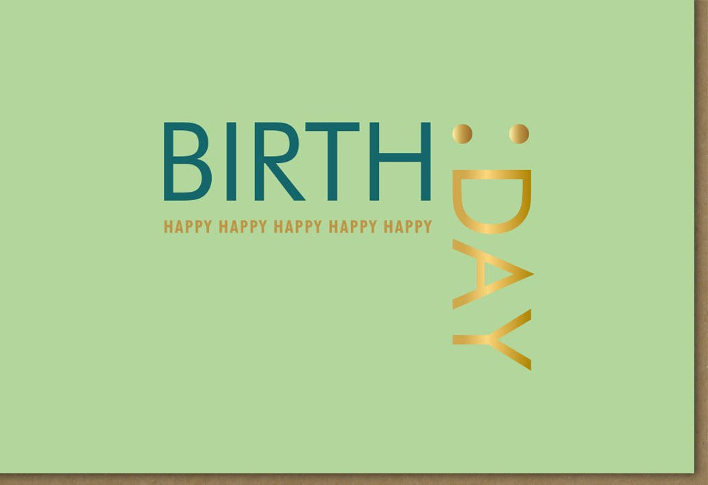 Geburtstagskarte für Erwachsene & Jugendliche - Elegante Grüntöne, Schlichtes Modernes Design, Typografie, Happy Birthday Doppelkarte für Freunde & Familie, Feierliche Grußkarte zum Jubiläum und Festlichkeiten, Unisex & Kreativ