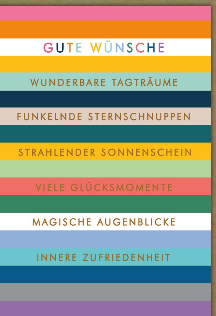 Geburtstagskarte für Erwachsene & Jugendliche - Farbenfrohe Doppelkarte mit Bunten Streifen, Optimistische Grußkarte voller Lebensfreude, Liebe & Freundschaft, Ideal als Geschenk zur Feier & Jubiläum