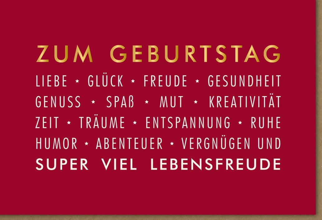 Geburtstagskarte für Erwachsene & Jugendliche - Rote Doppelkarte mit liebevollen Wünschen, Glück & Humor - Kreative Glückwunschkarte voller Lebensfreude, Spaß & Abenteuer für eine unvergessliche Feier