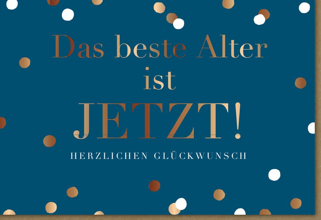 Geburtstagskarte für Erwachsene - Midoro Doppelkarte "Bestes Alter" mit Herzlichen Glückwunsch, Moderne Gestaltung in Blau und Gold, Stilvolle Punkte, Hochwertige Glückwunschkarte, Zeitlos & Elegant