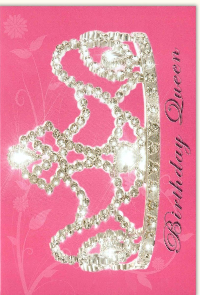 Geburtstagskarte für Frauen - "Birthday Queen" mit Krone & Glitzer, Elegante Glückwunschkarte in Pink, Festliche Jubiläumskarte für Prinzessinnen