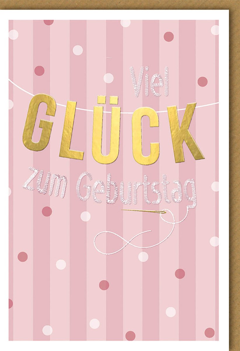 Geburtstagskarte für Frauen - Elegante Doppelkarte mit Glückwünschen, Rosa & Gold Punkte Design, Feierliche Schriftzug, Edle Grußkarte