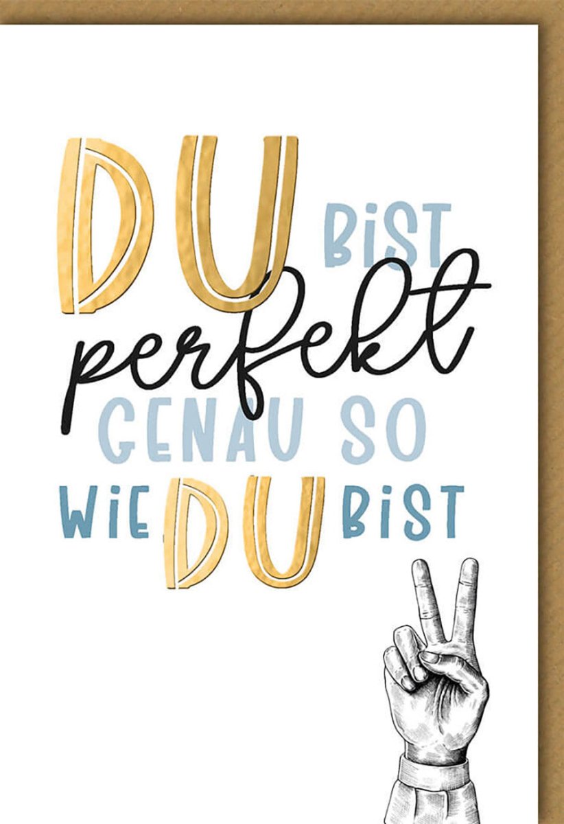 Geburtstagskarte für Frauen - Elegante Doppelkarte mit Gold Schriftzug, Handzeichen & Positivität, Perfektes Design für Feierlichkeit & Individualität